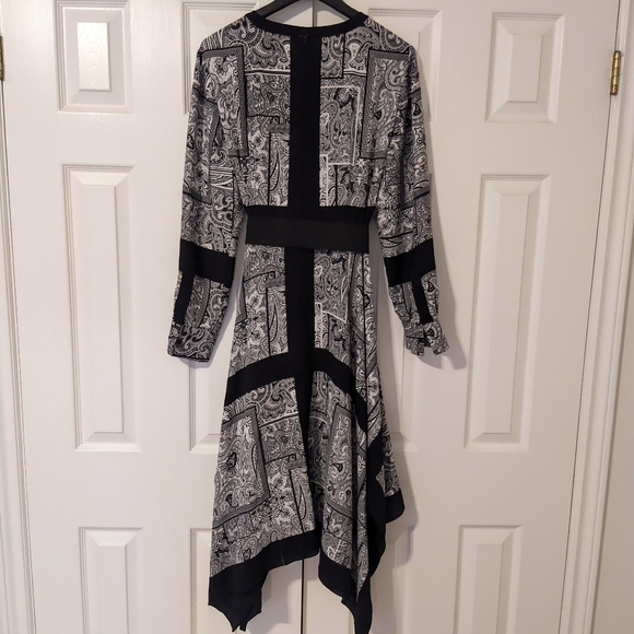 Boho Paisley Geometric Print Dress Uneven Hem - Picture 2 of 9